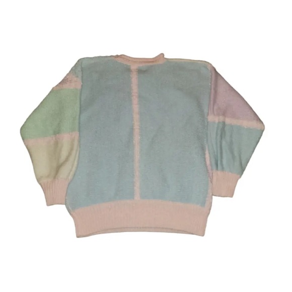 Vintage  Pastel Colorblock
Oversized Kawaii Sweater size small Pearl beaded - Picture 5 of 16